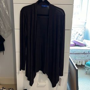 NWT, dark brown/burgundy & black marbled waterfall cardigan, medium, Apt. 9.